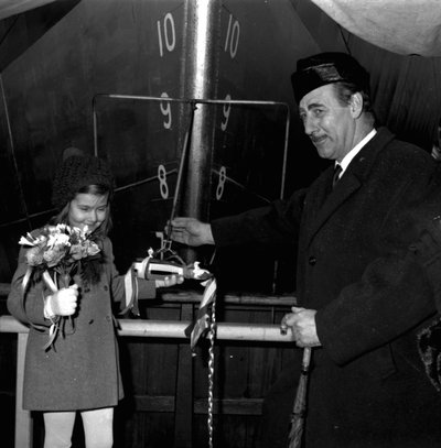 A Young Sponsor Prepares to Launch Nicola, the First SD14, at the Southwick Shipyard, Sunderland, 29 December 1967 by Unbekannt Unbekannt